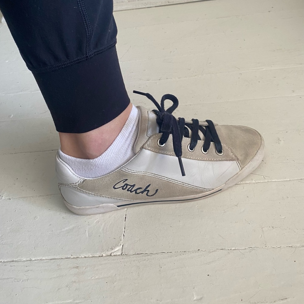 Coach cream suede and white leather tennis shoes